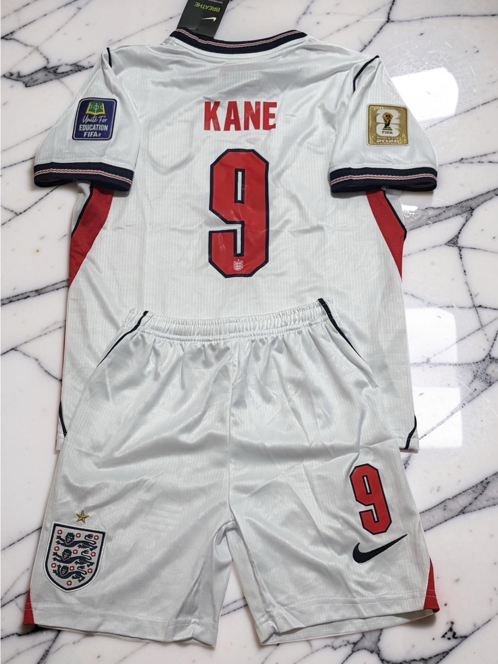 Harry Kane England 2026 World Cup Kids Jersey Shorts Kit #9 Home